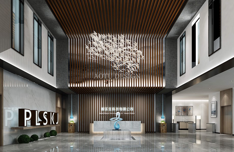 大廳設(shè)計(jì)-普樂生科技公司辦公樓設(shè)計(jì)效果圖