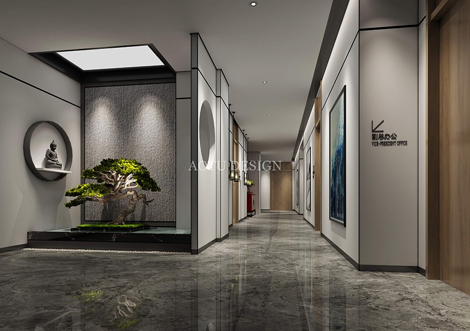 走廊設(shè)計(jì)-普樂生科技公司辦公樓設(shè)計(jì)效果圖