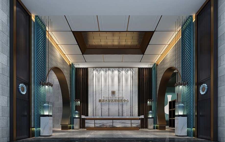 鑫源水岸名居銷售中心門(mén)廳設(shè)計(jì)效果圖