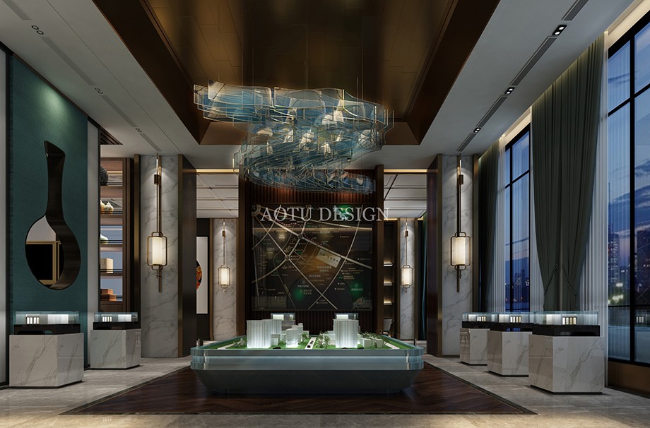 鑫源水岸名居銷售中心沙盤(pán)區(qū)設(shè)計(jì)效果圖