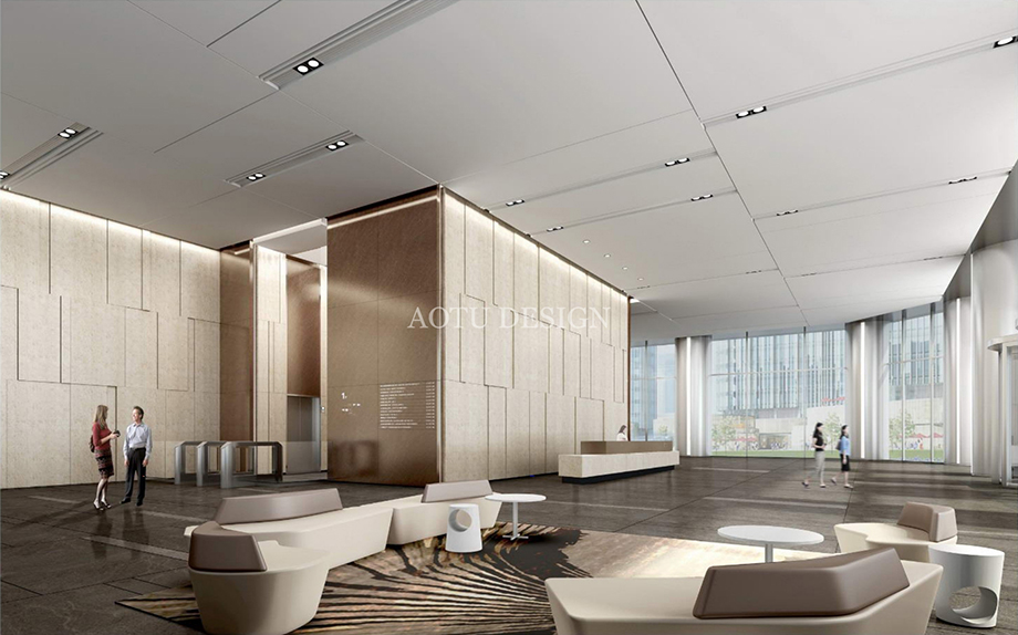 大廳休閑區(qū)設(shè)計-上海萬科中心辦公樓公區(qū)設(shè)計