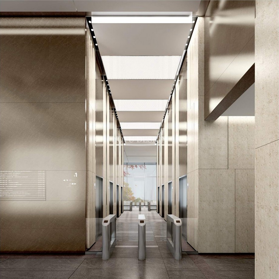 電梯廳設(shè)計-上海萬科中心辦公樓公區(qū)設(shè)計