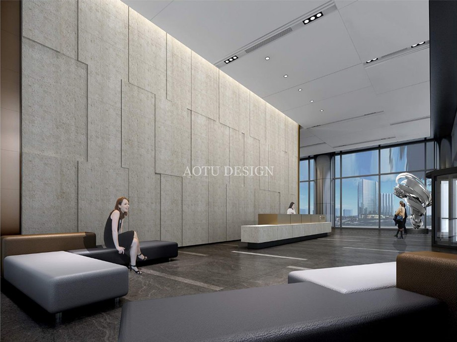 大堂設(shè)計-上海萬科中心辦公樓公區(qū)設(shè)計效果圖