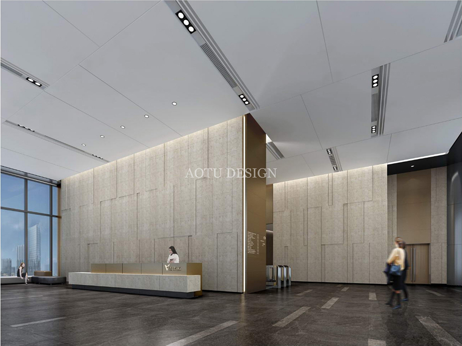 接待臺設(shè)計-上海萬科中心辦公樓公區(qū)設(shè)計效果圖