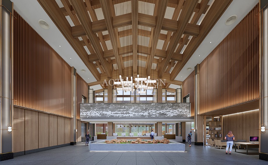 接待大廳設計-沙盤展示區(qū)設計-開封佘店旅游區(qū)接待中心設計效果圖-凹凸設計