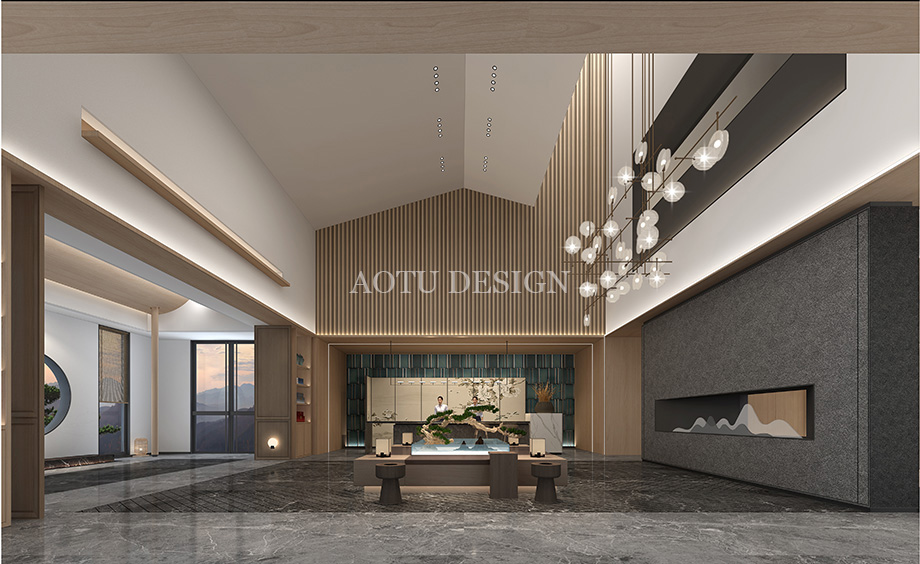 洛陽(yáng)全季酒店大堂設(shè)計(jì)效果圖-凹凸設(shè)計(jì)公司
