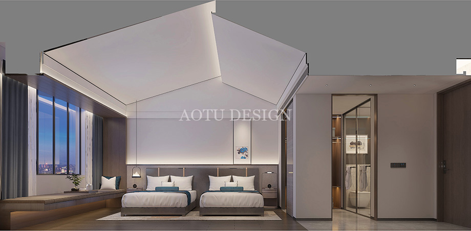 洛陽(yáng)全季連鎖酒店客房設(shè)計(jì)效果圖-凹凸設(shè)計(jì)公司