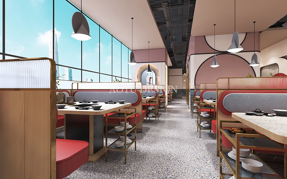 用餐區(qū)設(shè)計-西安撈三國火鍋店設(shè)計案例-凹凸設(shè)計公司